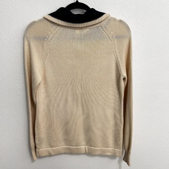 LRL Ralph Lauren Jeans Women's L CreamHalf Zip Knit Foldover Sweater Pullover - Picture 6 of 11